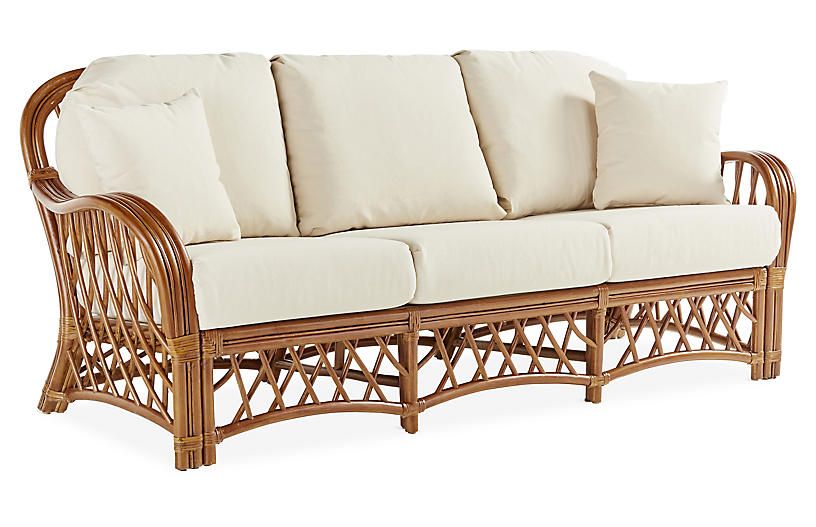 South Sea Rattan – Antigua Rattan Sofa, Natural/white With Natural Woven Banana Console Tables (View 14 of 20)