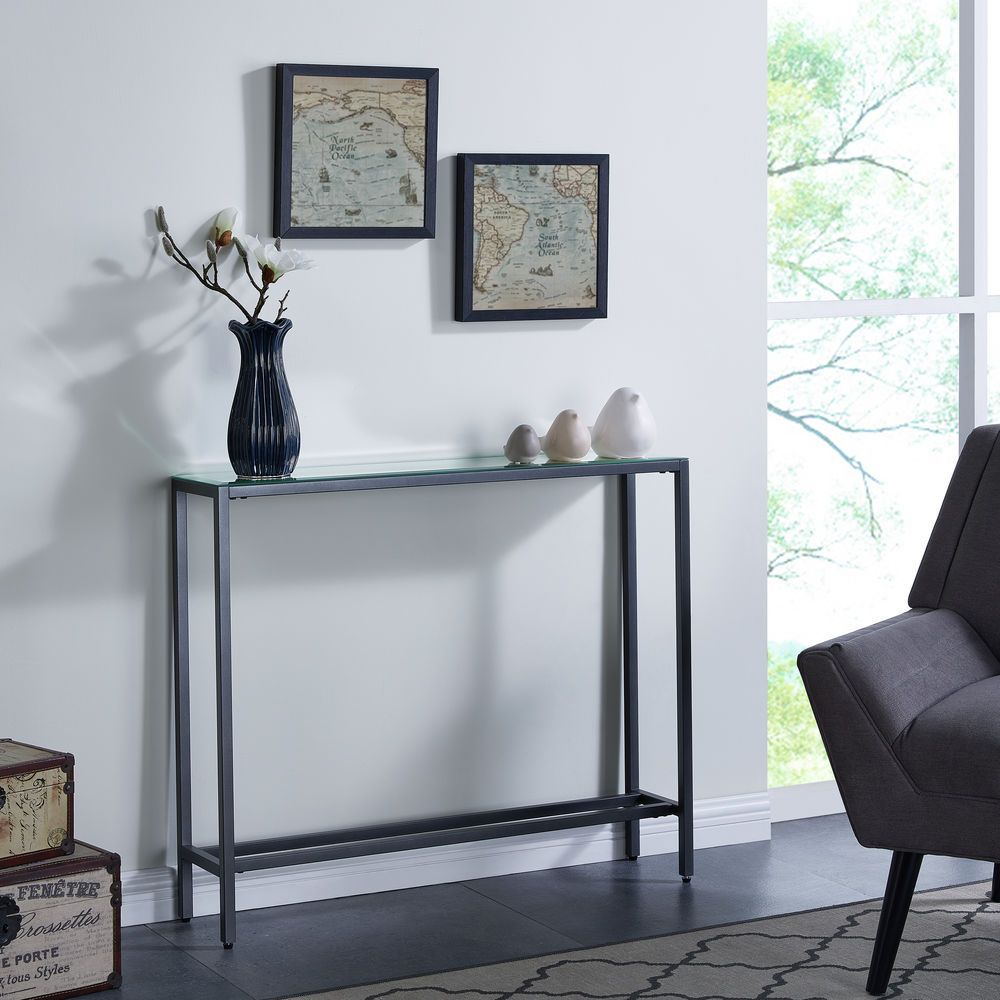 Southern Enterprises Darrin Narrow Mini Console Table W Throughout Gray And Black Console Tables (View 5 of 20)