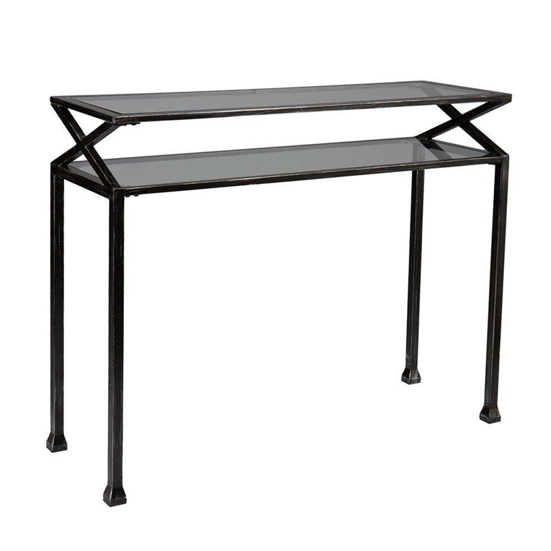 Southern Enterprises Metal Glass Top Console Table In With Regard To Black Metal Console Tables (Photo 1 of 20)