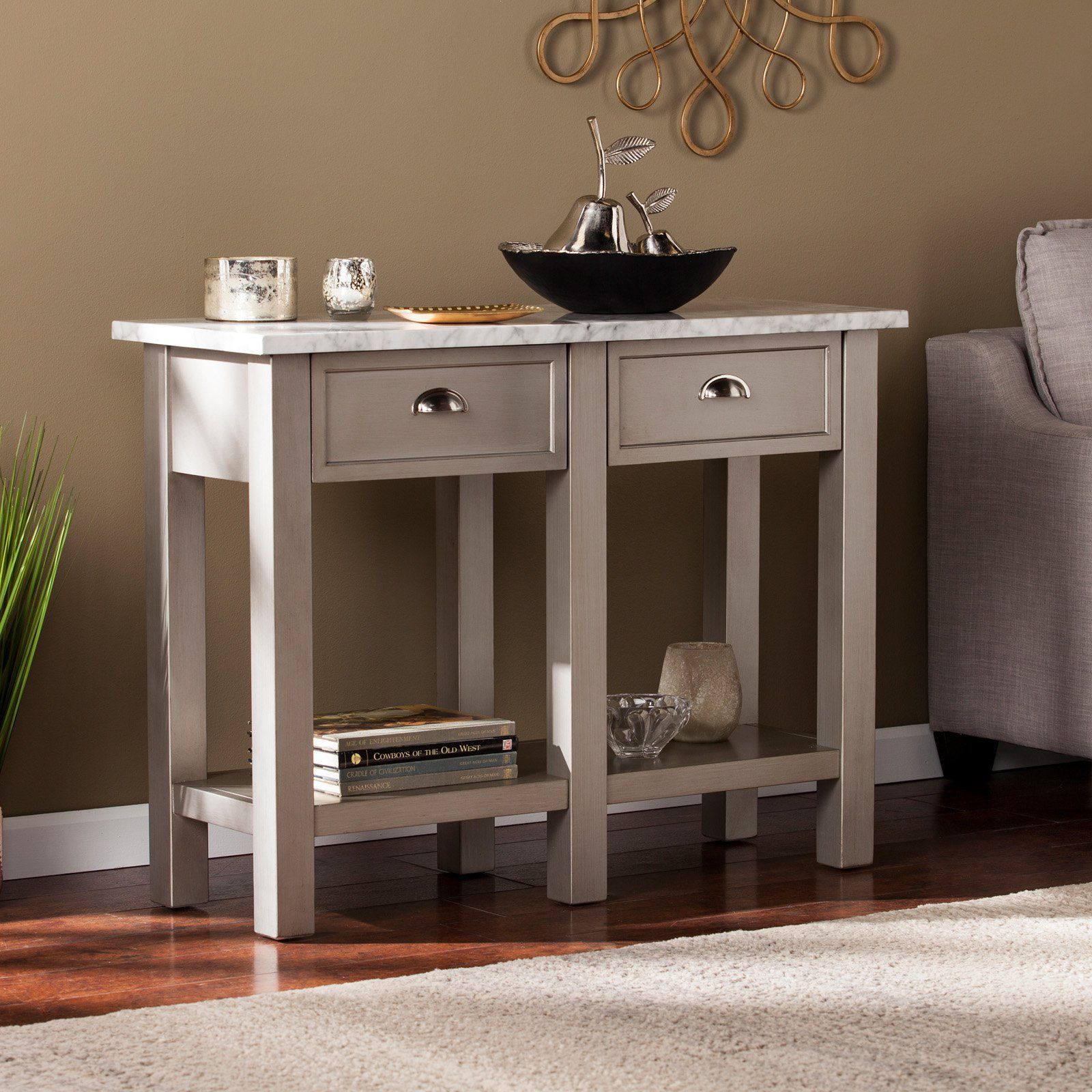 Southern Enterprises Youngston Faux Marble Rectangular Regarding Faux Marble Console Tables (View 17 of 20)
