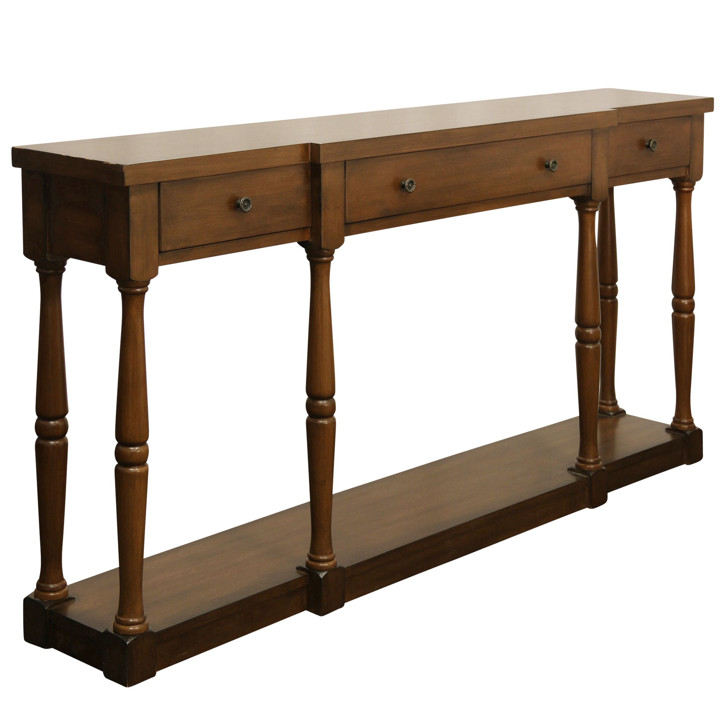 Springfield 3 Drawer Wood Console Table – Cherry Finish Regarding Heartwood Cherry Wood Console Tables (Photo 2 of 20)