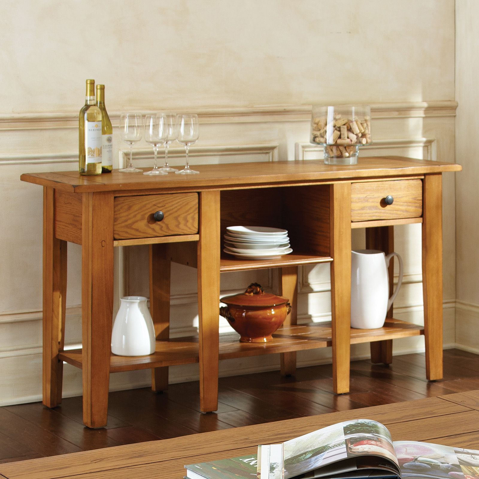 Steve Silver Liberty Sofa Table – Oak – Console Tables At Inside Black And Oak Brown Console Tables (Photo 10 of 20)