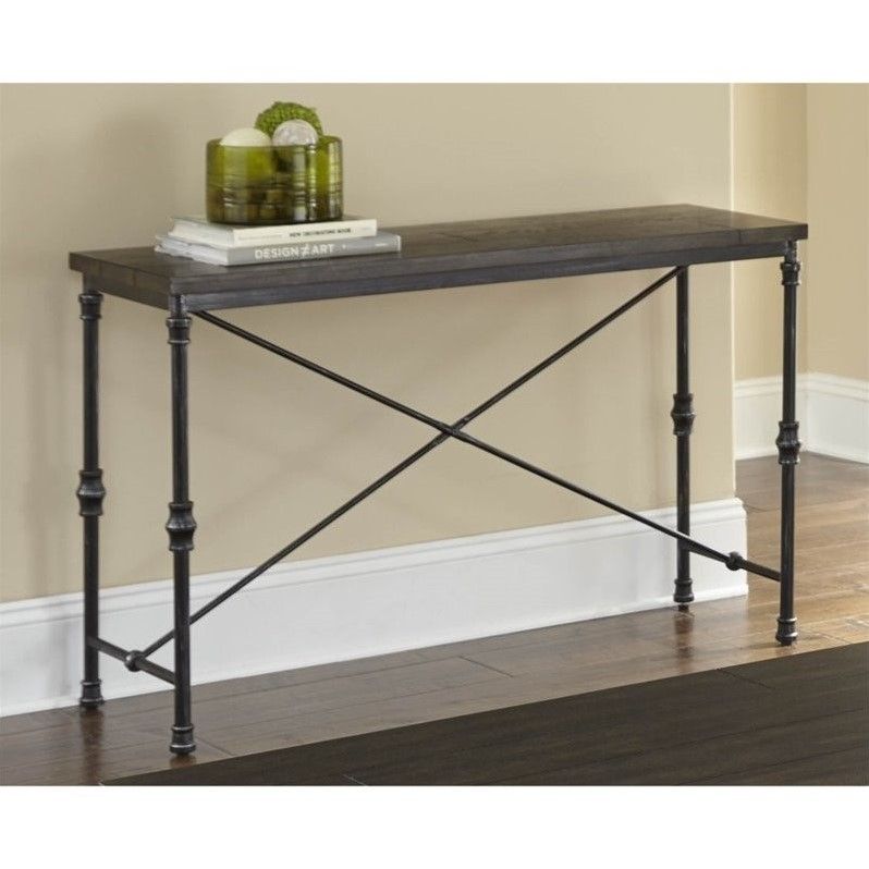 Steve Silver Lillian Industrial Console Table In Dark Oak Pertaining To Silver Console Tables (View 17 of 20)