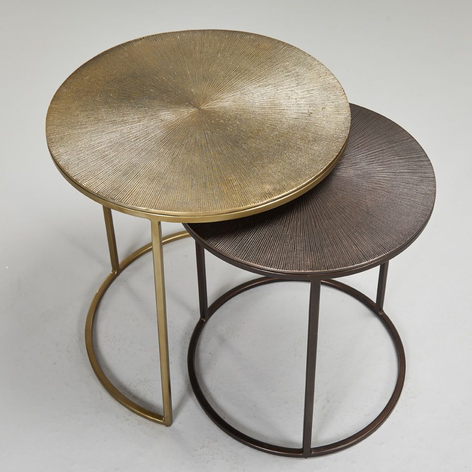 Stock Round Nesting Side Tables – Gold / Copper – Robert With Antique Gold Nesting Console Tables (View 11 of 20)