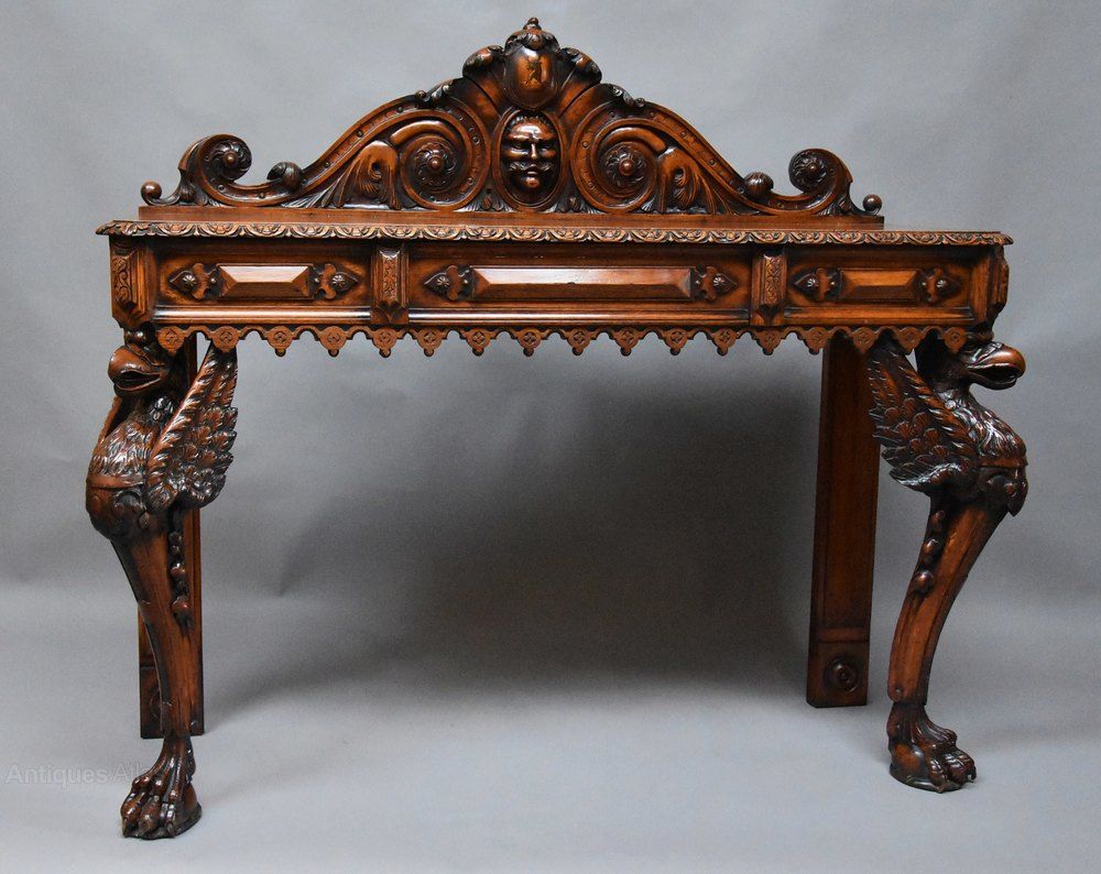 Superbly Carved Mid 19th Century Oak Console Table With Oval Aged Black Iron Console Tables (Photo 10 of 20)