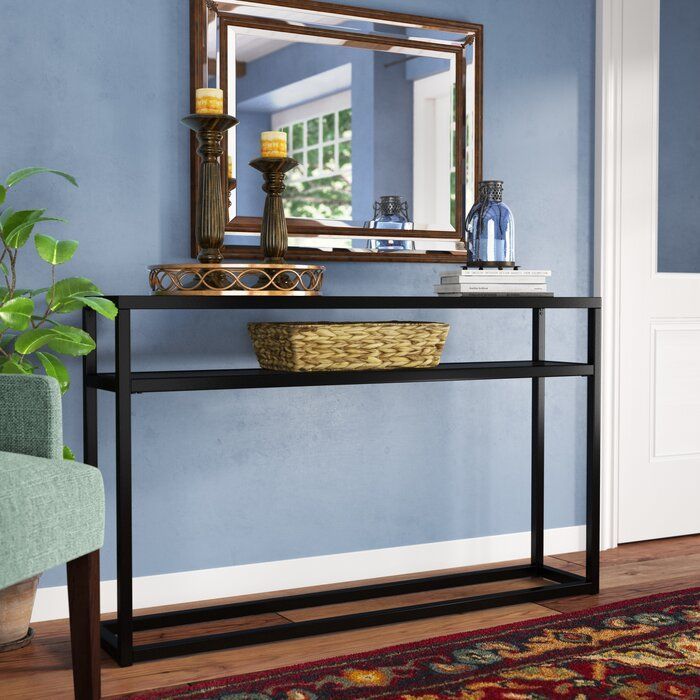 Swanage 50.25" Console Table | Tempered Glass Table Top In Glass And Pewter Console Tables (Photo 6 of 20)