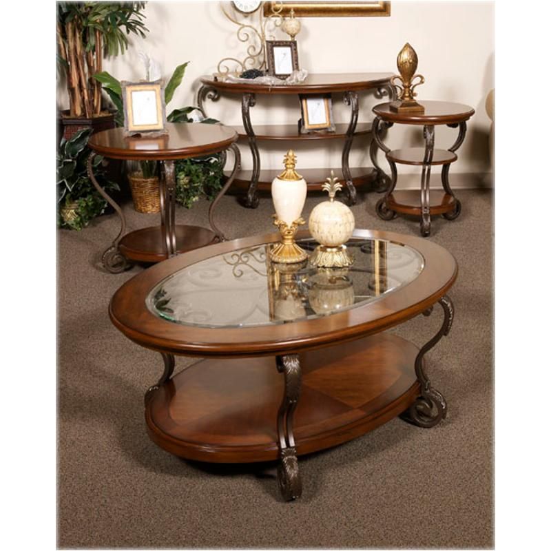T517 4 Ashley Furniture Nestor – Medium Brown Sofa Table For 2 Piece Round Console Tables Set (View 11 of 20)