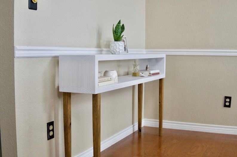 Tall Console Table White Narrow Entry Way Table Mid Throughout Geometric White Console Tables (Photo 15 of 20)