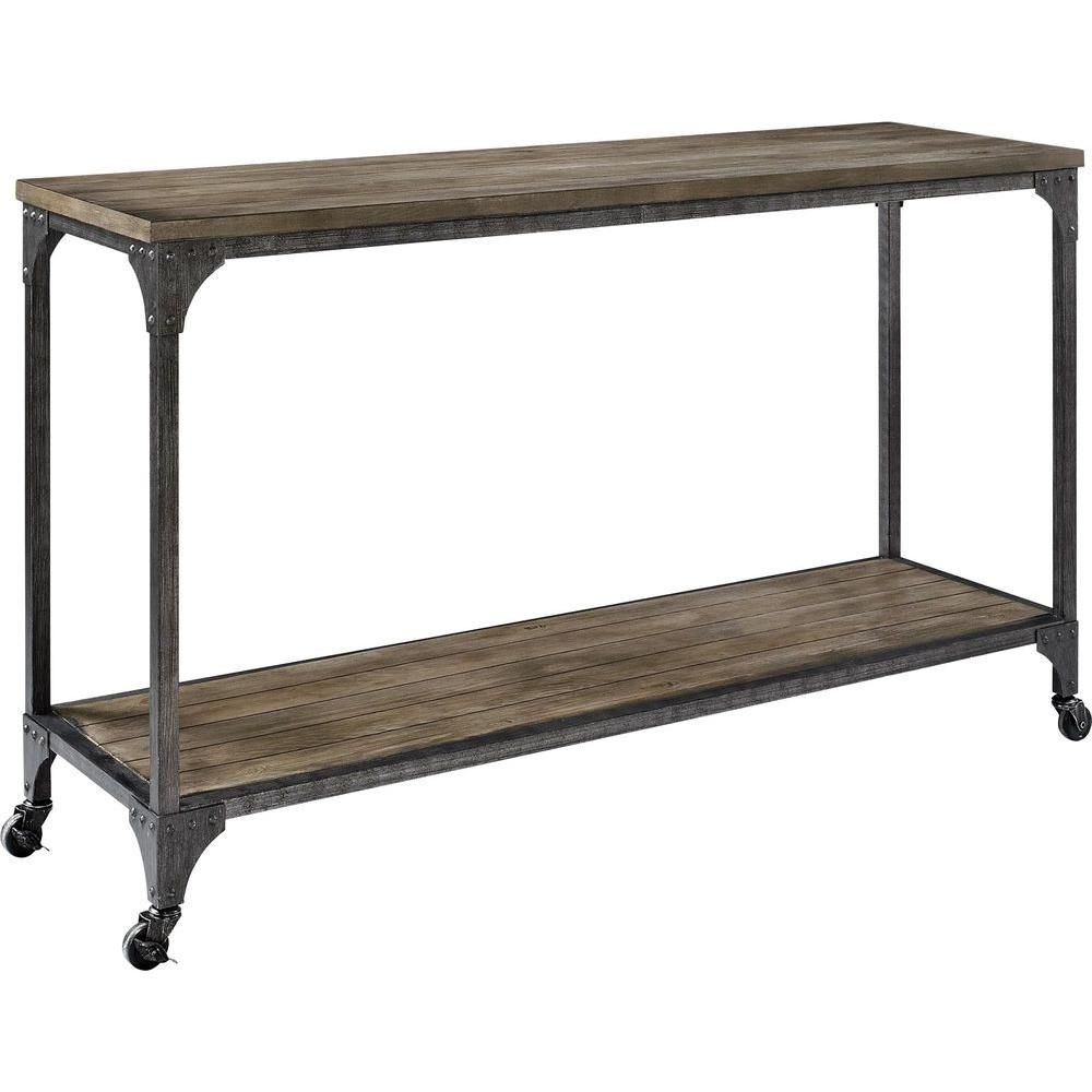 Tanglewood Brown Rustic Mobile Console Table, Rustic With Rustic Bronze Patina Console Tables (Photo 19 of 20)