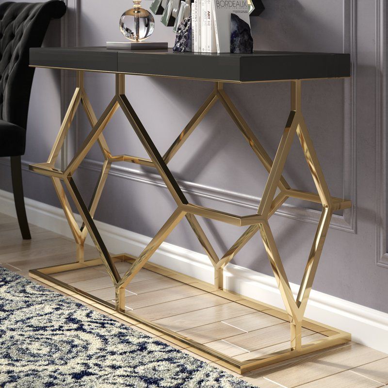 Tathana Rectangle Console Table In 2020 | Entryway Console With Regard To Walnut And Gold Rectangular Console Tables (View 4 of 20)