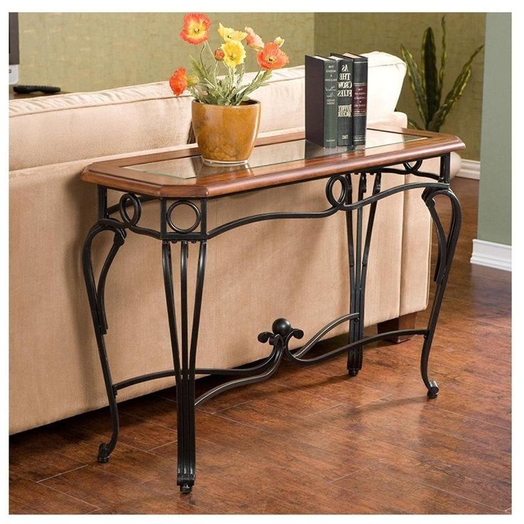 Terrific Narrow Sofa Table | Black Sofa Table, Glass Intended For Aged Black Iron Console Tables (Photo 5 of 20)