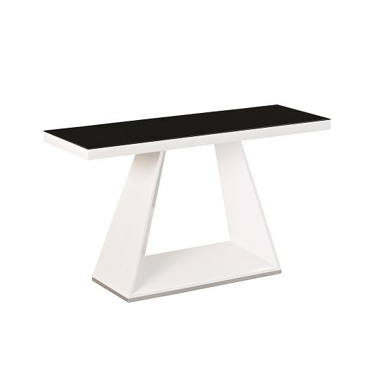Teslin Glass Console Table In Black And White Gloss 26536 Pertaining To Black And White Console Tables (View 17 of 20)