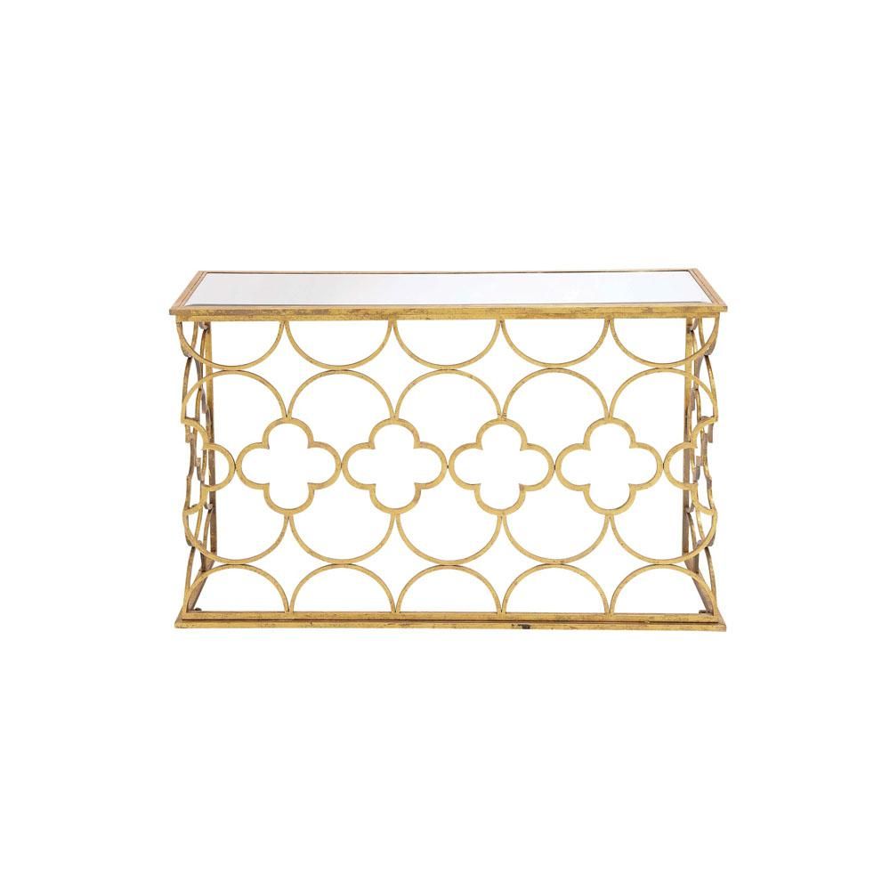 Textured Gold Mirrored Glass Rectangular Console Table Throughout Rectangular Glass Top Console Tables (View 3 of 20)