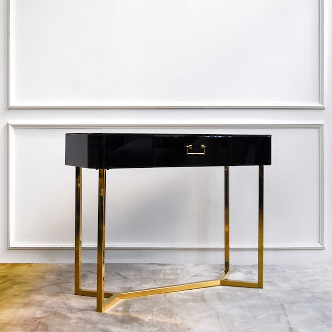Thierry Petite 1 Drawer Console Table, Black & Gold Inside Black And Gold Console Tables (Photo 10 of 20)
