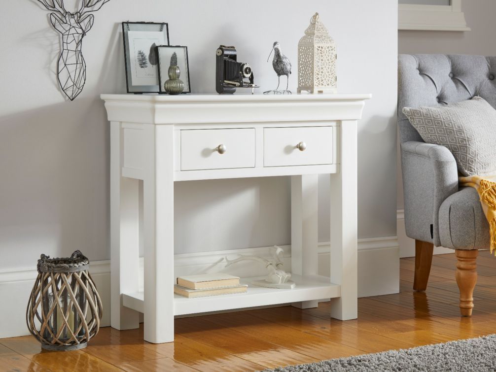 Toulouse White Painted Console Table 2 Drawers | Fully With Regard To White Triangular Console Tables (View 6 of 20)