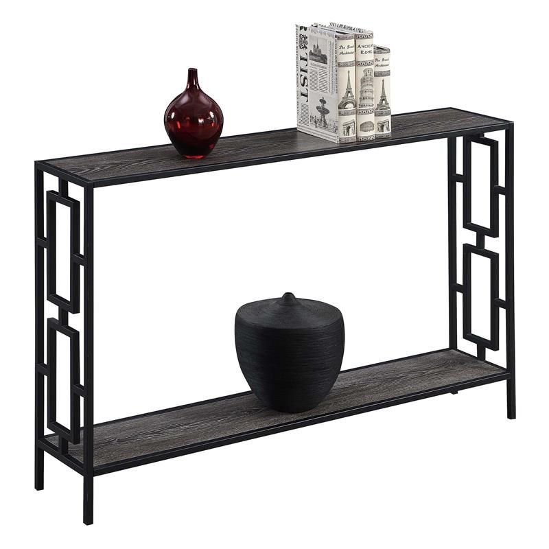 Town Square Black Metal Frame Console Table In Weathered Inside Gray And Black Console Tables (Photo 15 of 20)