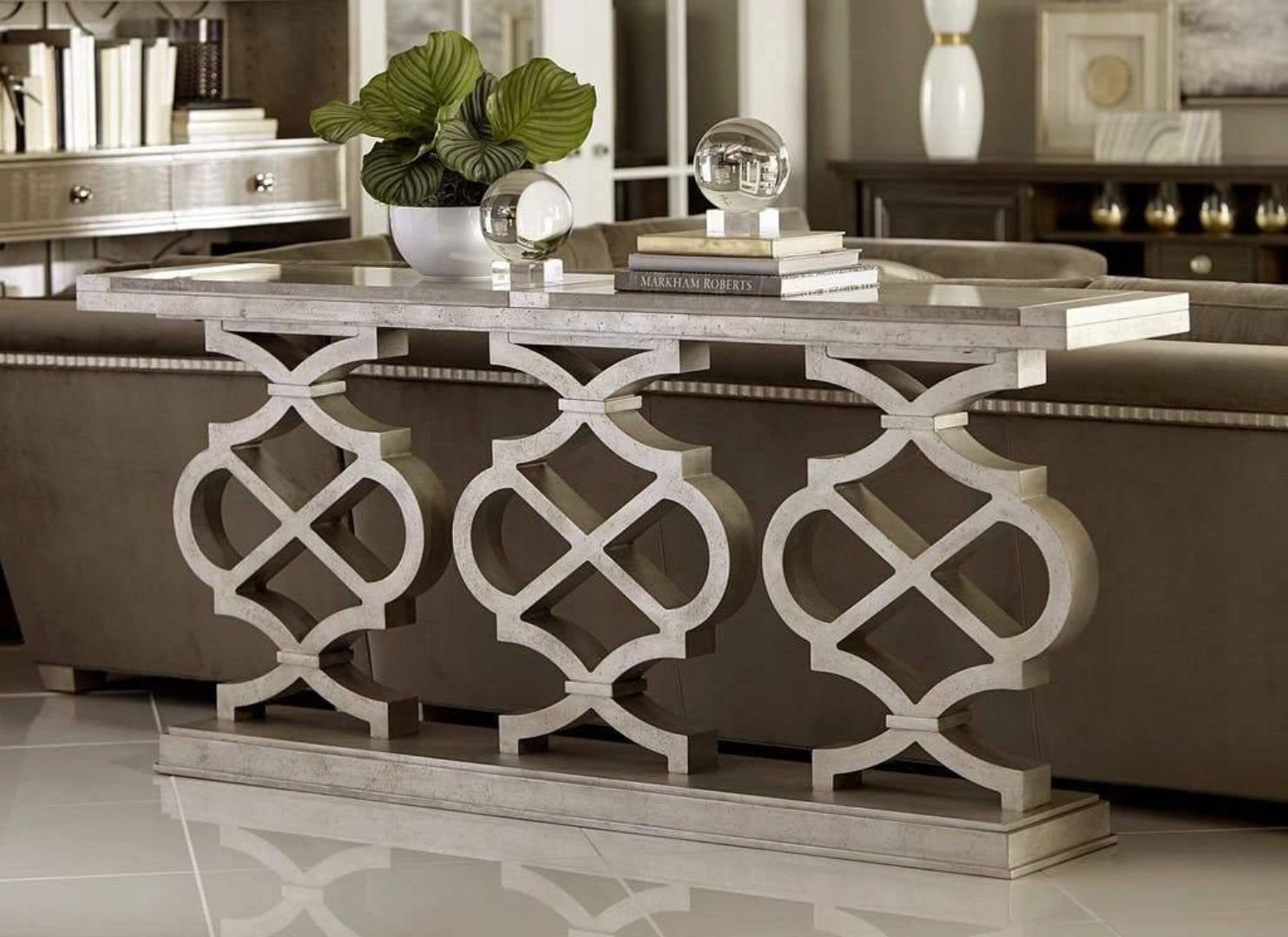 Traditional Stone Top Console Table Morrissey A.r.t In Marble Console Tables Set Of 2 (Photo 17 of 20)