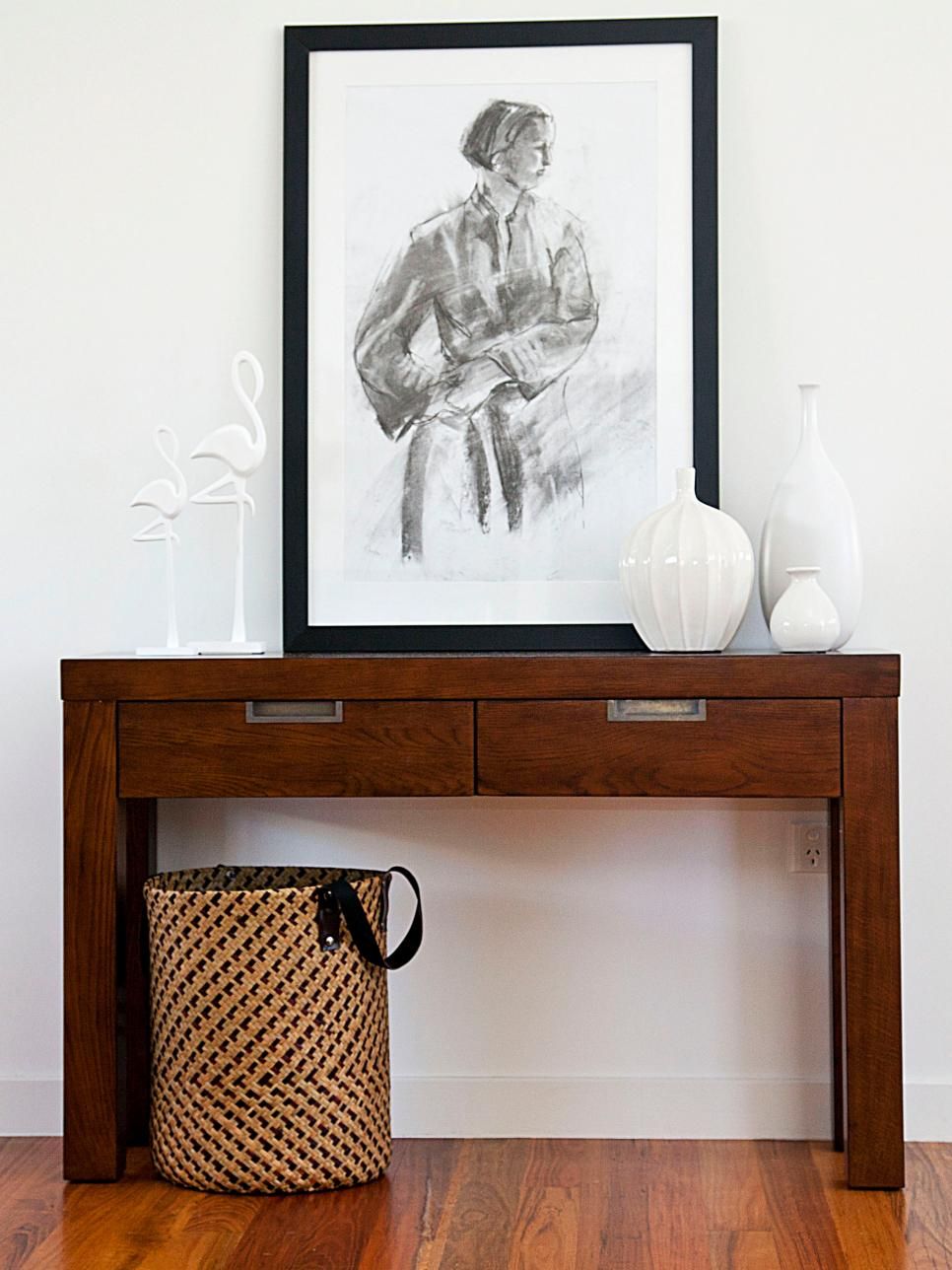Transitional Console Table In White Hallway | Hgtv Pertaining To 1 Shelf Square Console Tables (View 8 of 20)