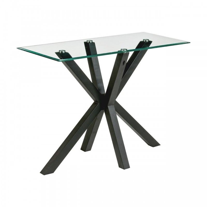 Trivium Glass And Black Metal Console Table | Modern Furniture For Black Metal Console Tables (View 15 of 20)