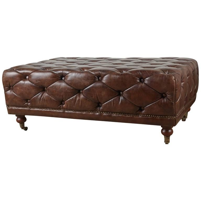 Tufted Leather Ottoman And Coffee Table At 1stdibs Throughout Tufted Ottoman Console Tables (View 20 of 20)