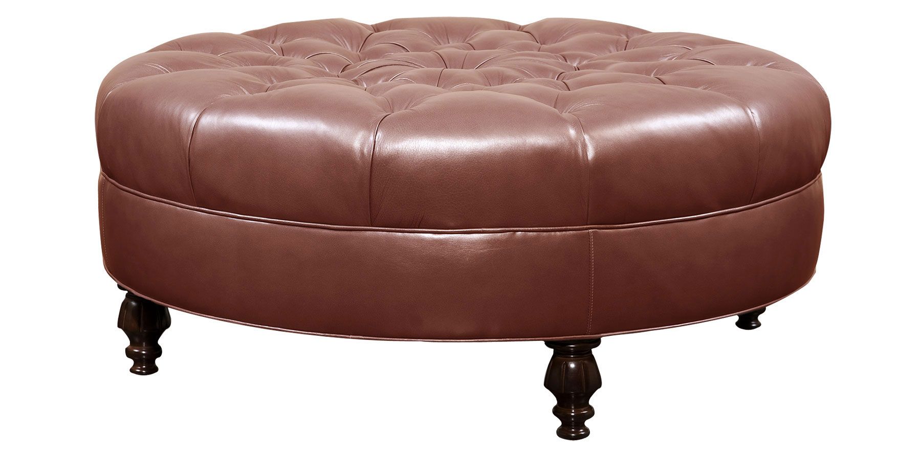 Tufted Round Ottoman Leather Upholstery | Club Furniture For Tufted Ottoman Console Tables (View 15 of 20)