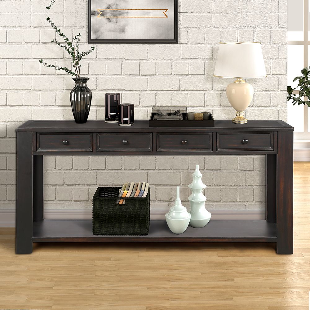 Uhomepro 64" Console Table Buffet Cabinet Sideboard For In 3 Piece Shelf Console Tables (View 18 of 20)