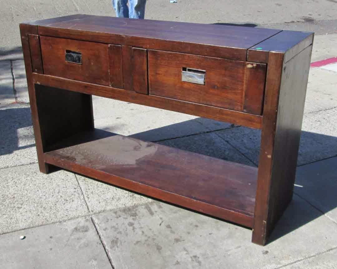 Uhuru Furniture & Collectibles: Sold Dark Wood Console In Square Matte Black Console Tables (View 19 of 20)
