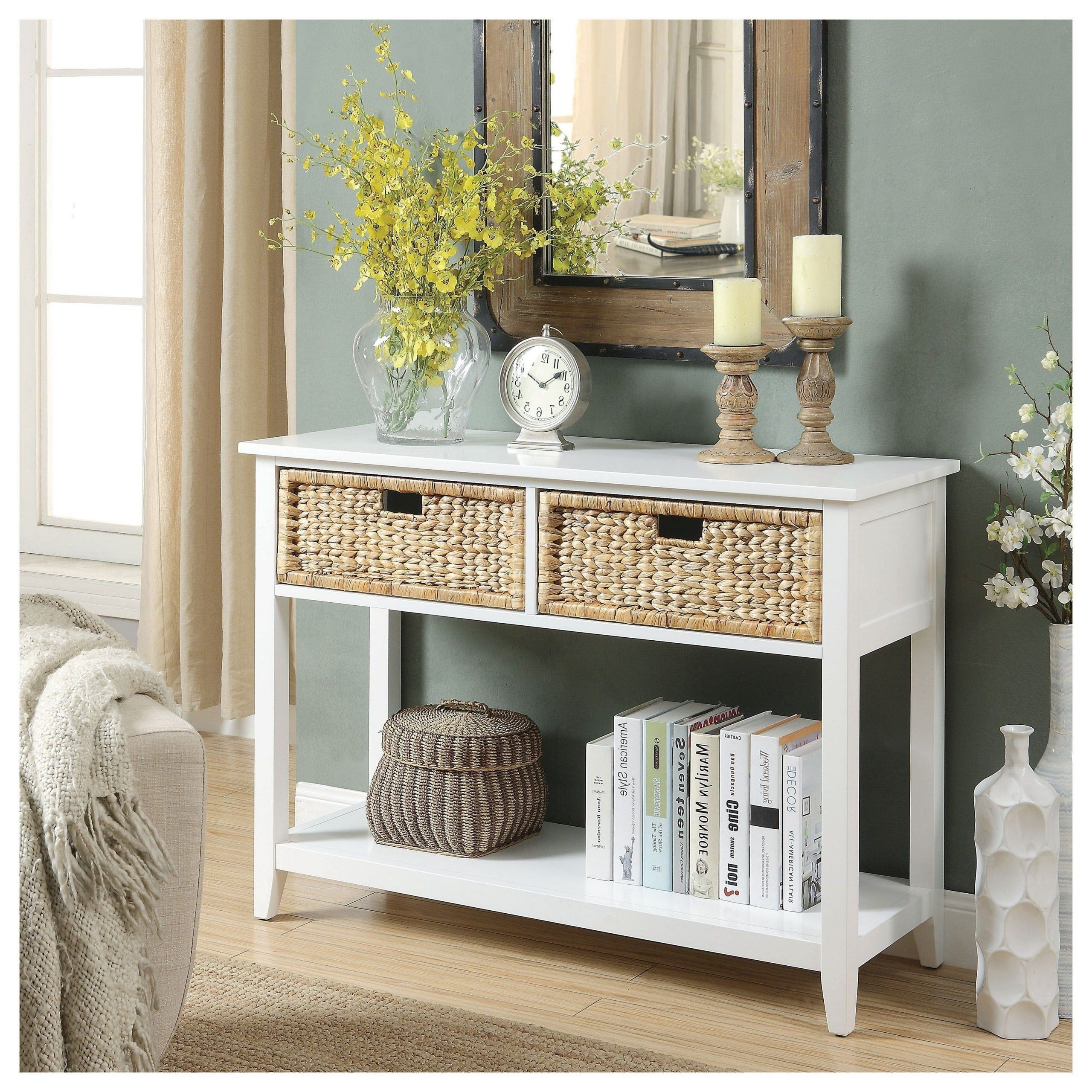 Urban Designs Console Table With Two Basket Like Front Inside White Triangular Console Tables (Photo 1 of 20)