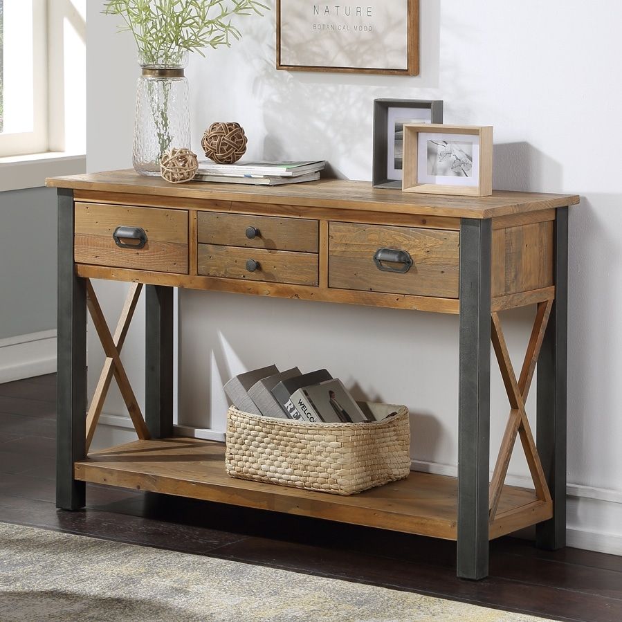 Urban Elegance Console Table. Reclaimed Wood & Metal| Akd With Wood Console Tables (Photo 1 of 20)