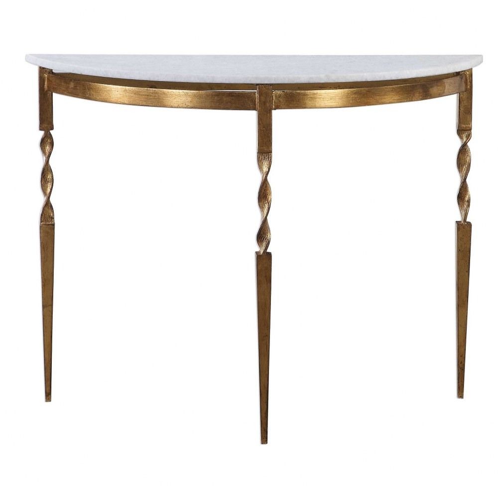Uttermost 24881 Imelda – 40 Inch Console Table White With White Marble Gold Metal Console Tables (Photo 7 of 20)
