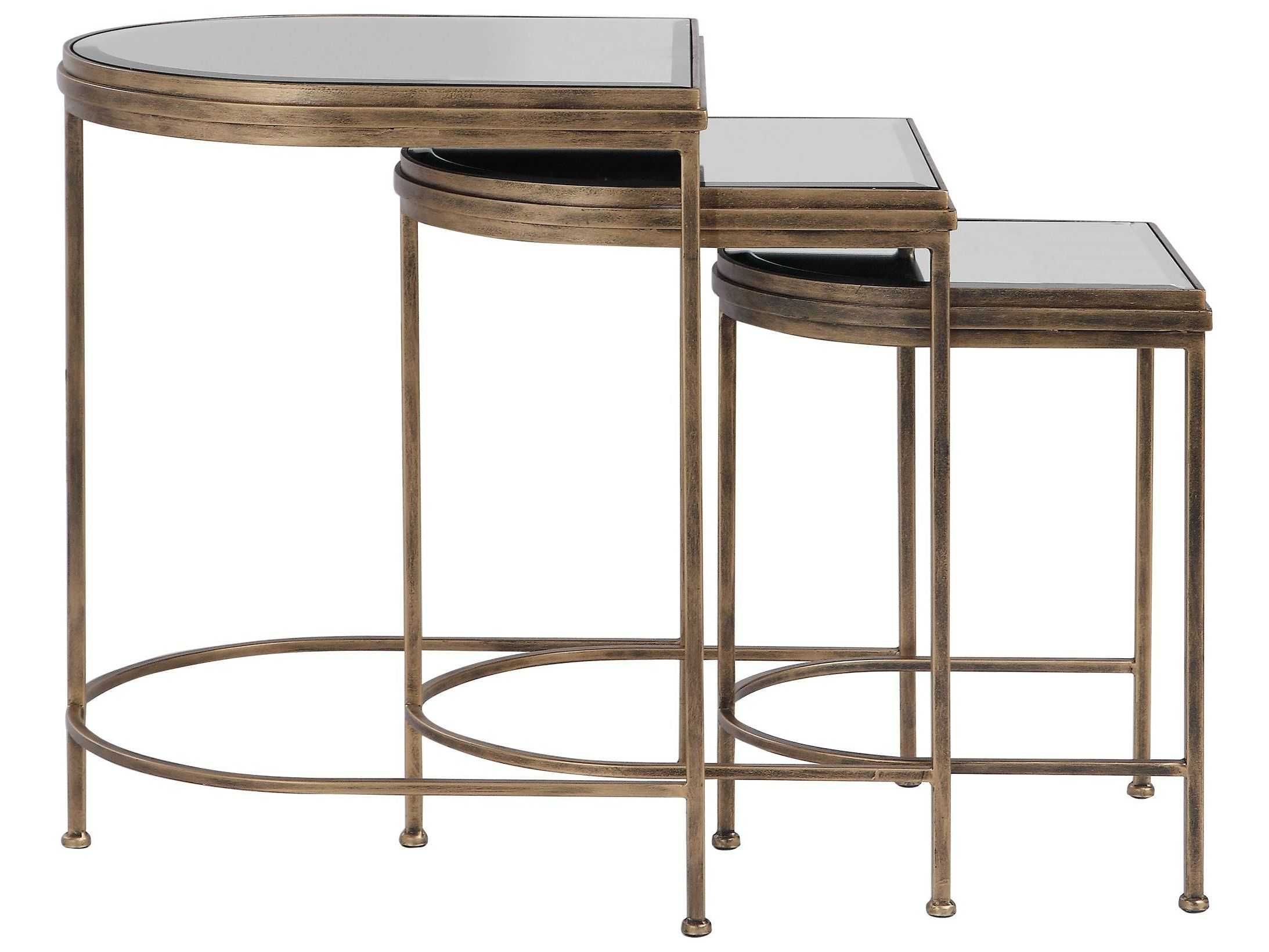 Uttermost India Antique Brushed Gold 19'' Wide Demilune Regarding Antique Gold Nesting Console Tables (Photo 1 of 20)