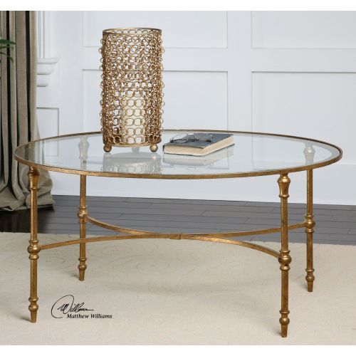 Uttermost Vitya Glass Coffee Table In Glass And Gold Oval Console Tables (View 9 of 20)
