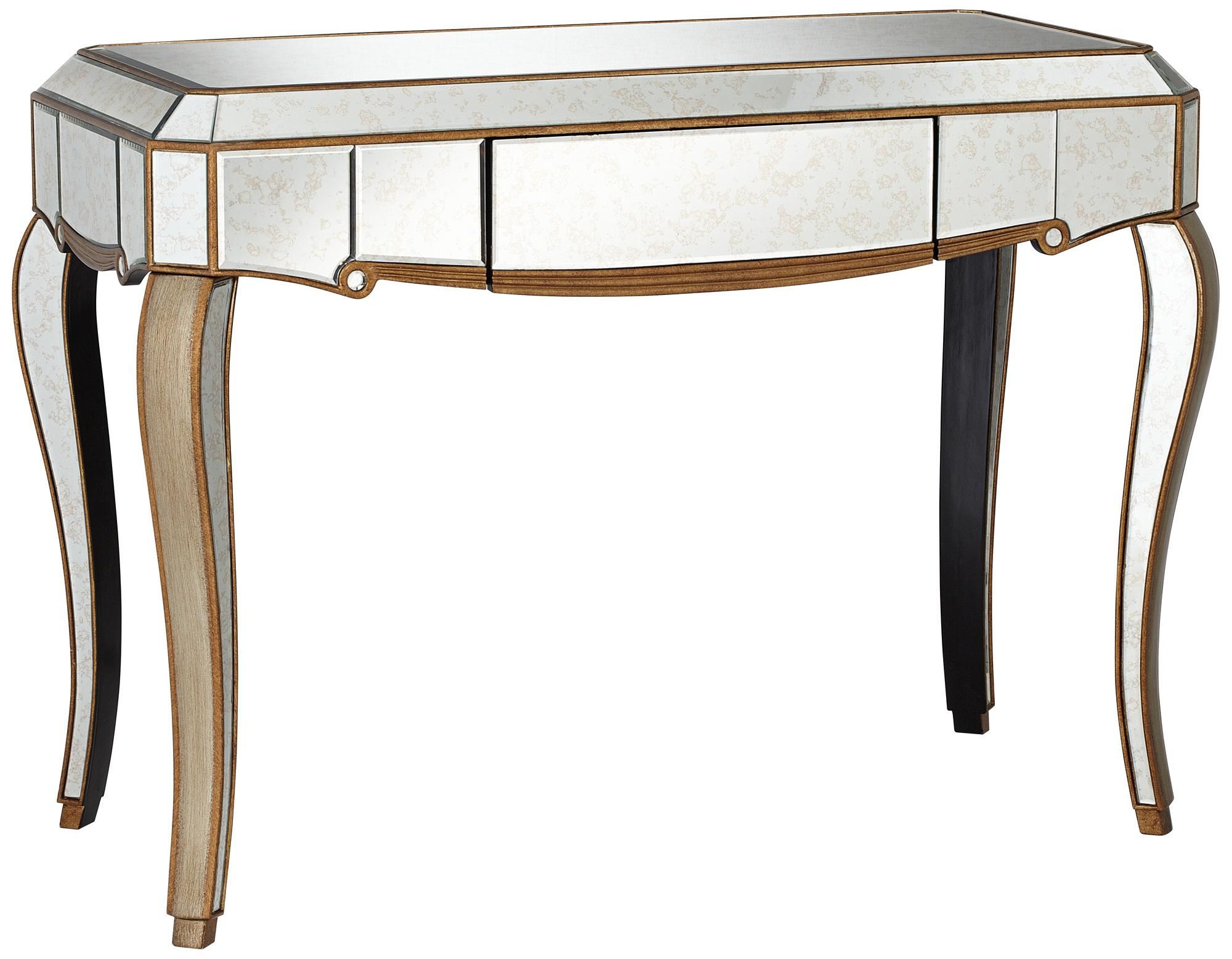 Vanessa Antique Gold Mirrored Console Table – #w3061 With Antiqued Gold Rectangular Console Tables (Photo 13 of 20)