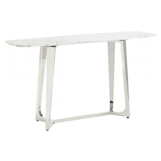 Veneta White Marble Console Table With Silver Steel Legs Regarding White Marble Console Tables (View 12 of 20)