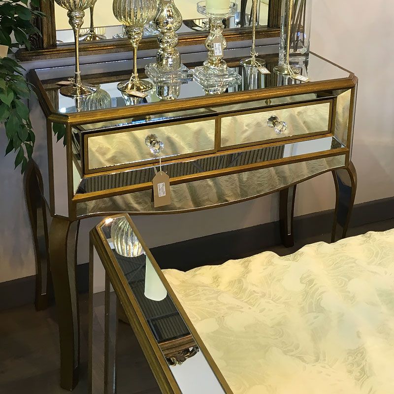 Venetian Gold 2 Drawer Mirrored Console Table | Picture For Glass And Gold Console Tables (View 19 of 20)