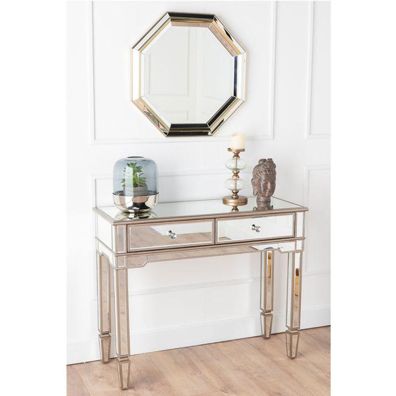 Versailles Venetian Mirrored 2 Drawer Console Table Pertaining To 2 Drawer Oval Console Tables (View 19 of 20)