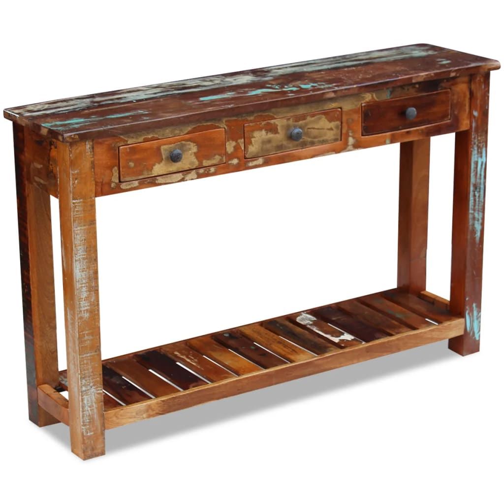 Vidaxl Console Table Solid Reclaimed Wood 120x30x76 Cm Intended For Barnwood Console Tables (Photo 8 of 20)