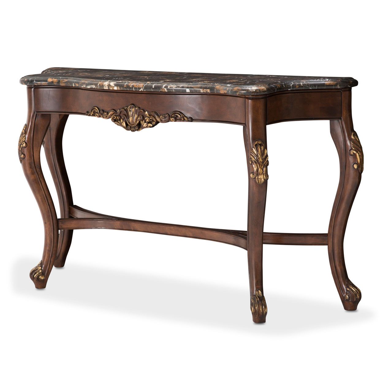 Villa Di Como Traditional Carved Marble Top Sofa Table In For Marble Top Console Tables (View 17 of 20)