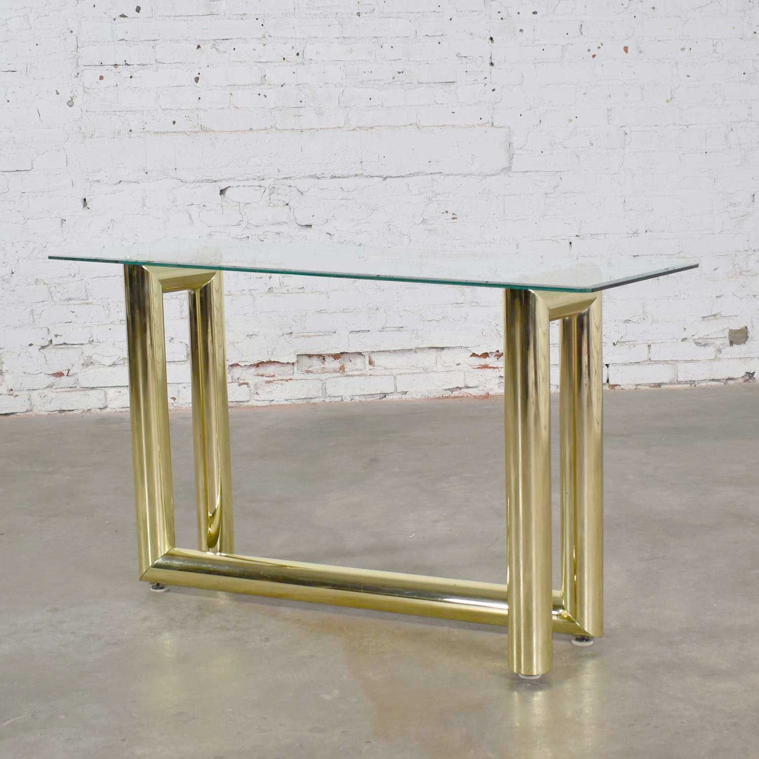 Vintage 1970s Modern Brass Plate Console Sofa Table With Intended For Hammered Antique Brass Modern Console Tables (Photo 9 of 20)