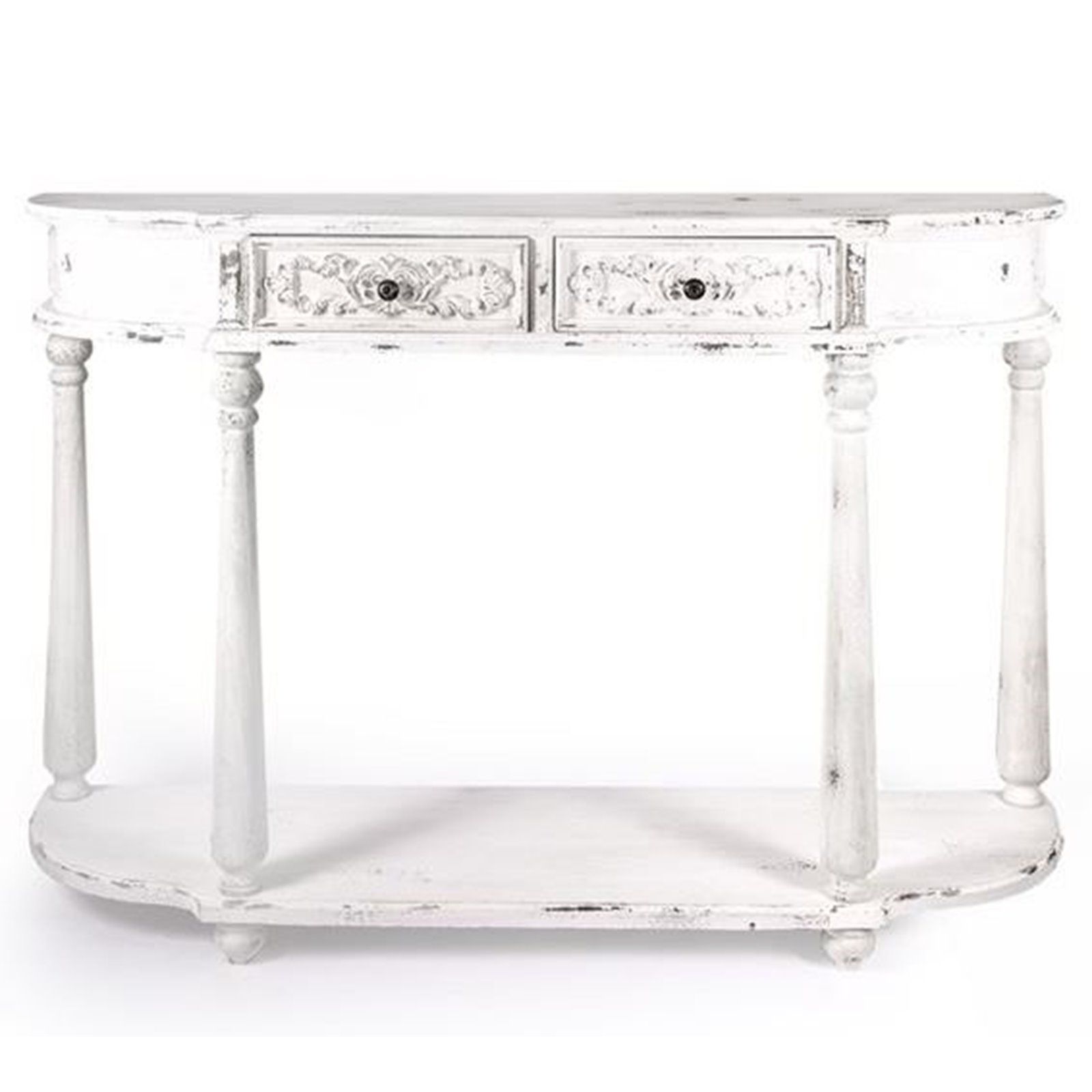 Vintage White Distressed Console Table Within White Geometric Console Tables (Photo 20 of 20)
