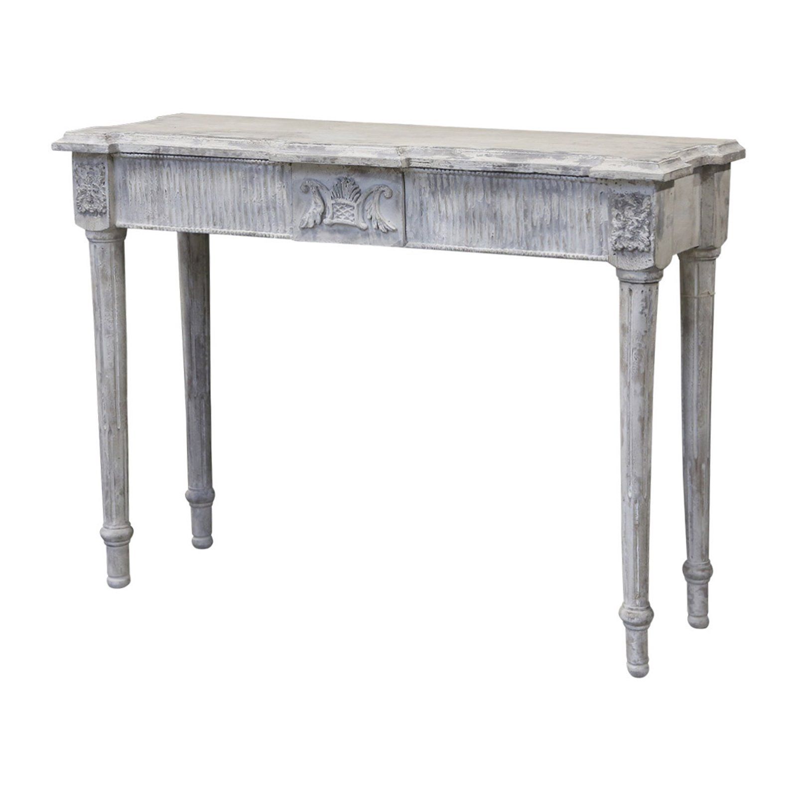 Vintage White Washed Console Table Throughout White Geometric Console Tables (Photo 12 of 20)