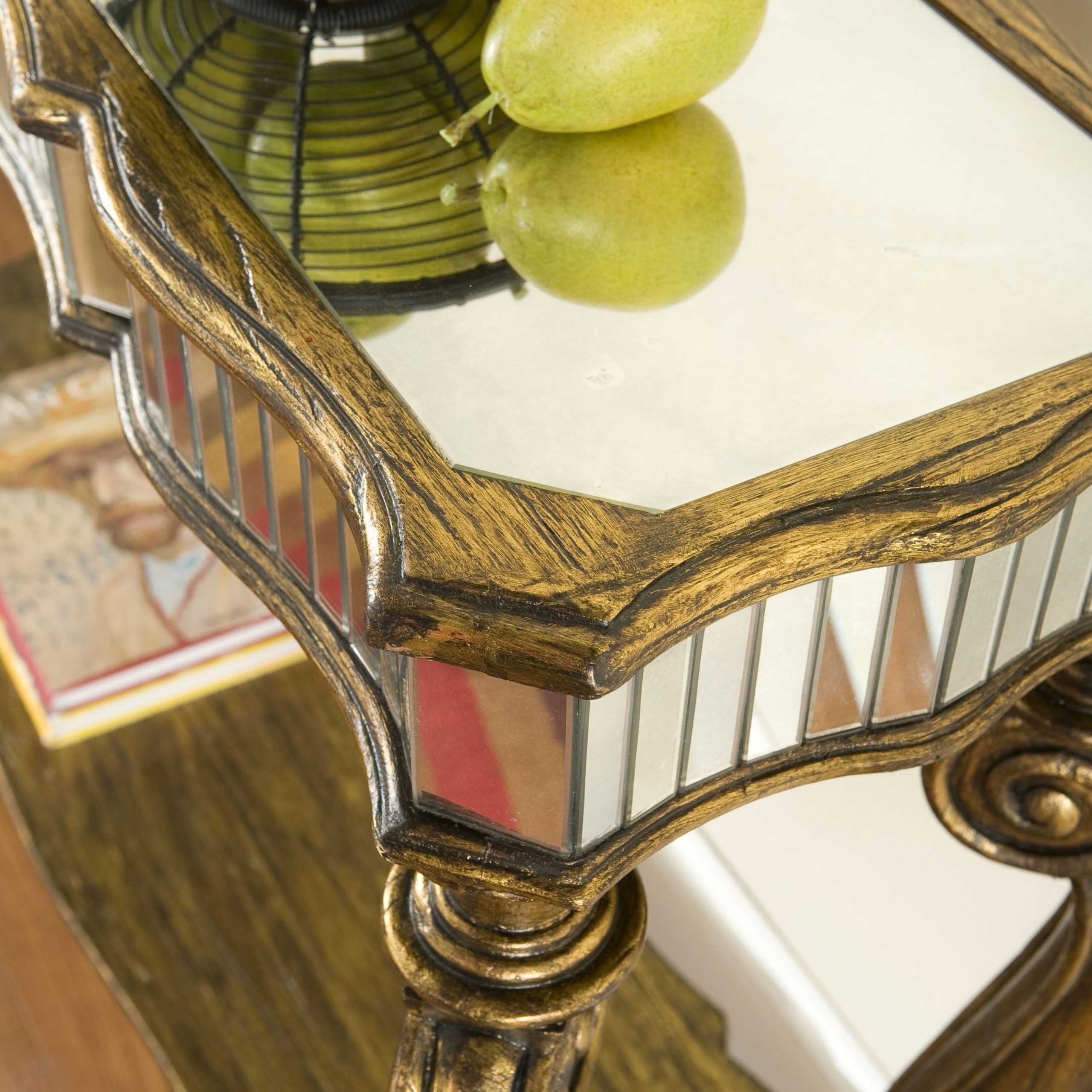 Voranado Cabriole Console Table Close Up — Bringing Intended For Antiqued Gold Leaf Console Tables (Photo 20 of 20)