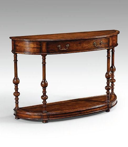 Walnut Demilune Console Table In Medium Walnut Intended For Hand Finished Walnut Console Tables (Photo 9 of 20)