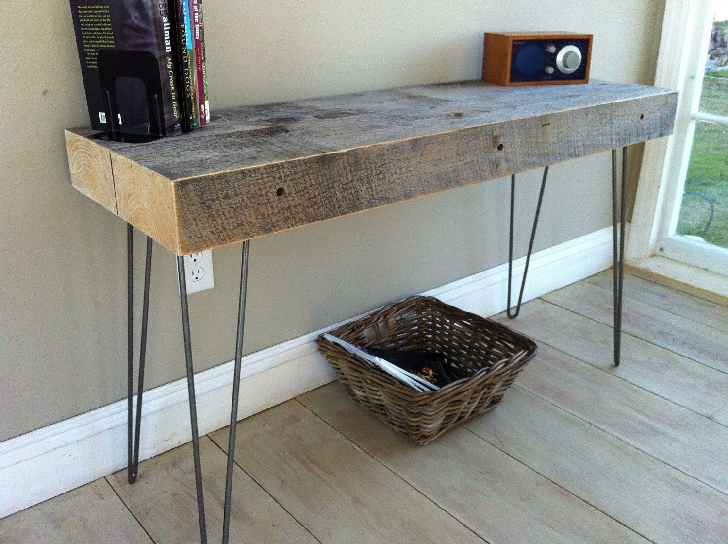 Weathered Barnwood Sofa Table Modern Industrial In Smoked Barnwood Console Tables (Photo 10 of 20)