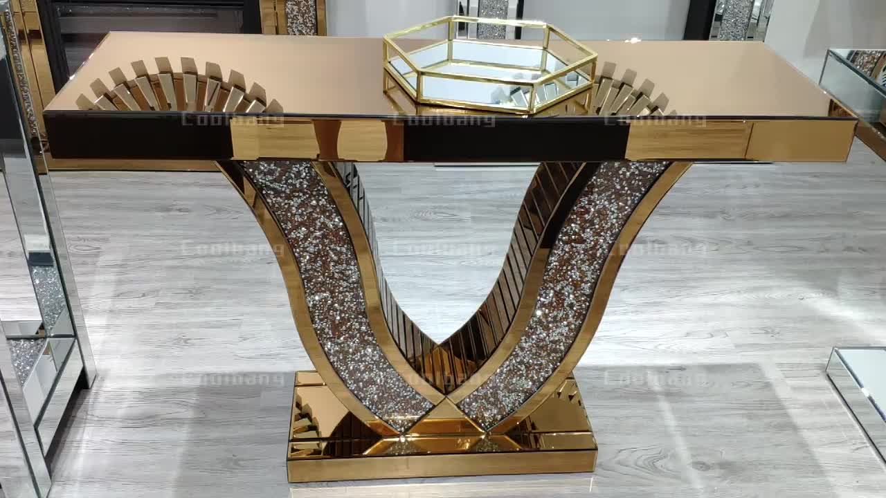 Wedding Restaurant Modern Glass Side Table Gold Mirrored Pertaining To Gold And Mirror Modern Cube Console Tables (Photo 18 of 20)