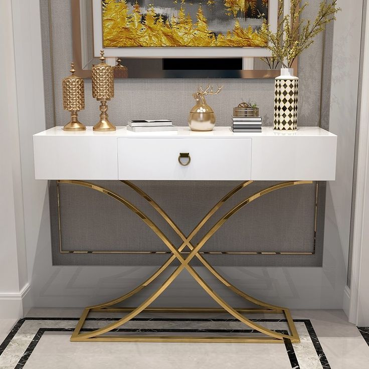 White/black Console Table With Drawer Entryway Table Inside Square Modern Console Tables (Photo 9 of 20)