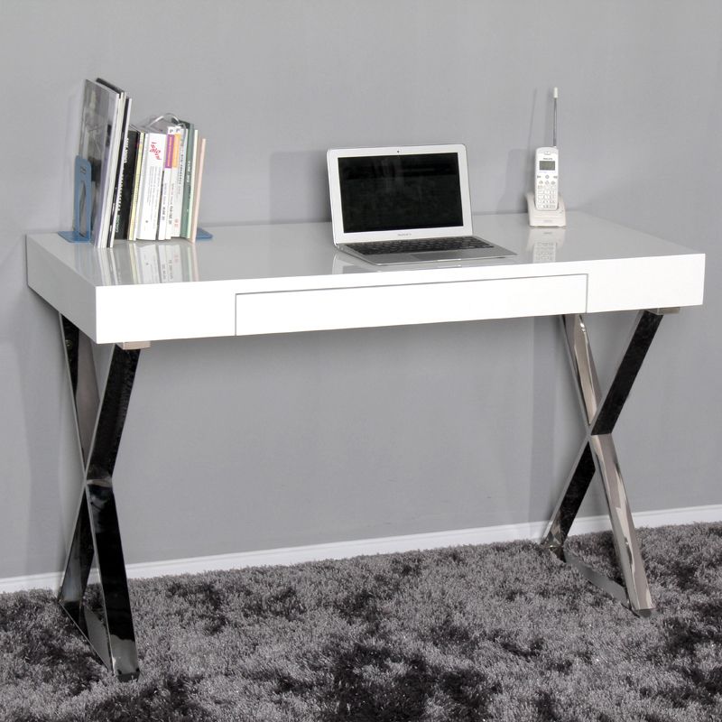 White High Gloss Dressing Table Drawer Computer Desk For White Gloss And Maple Cream Console Tables (Photo 1 of 20)