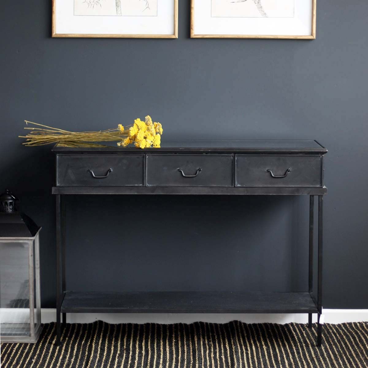 Wilson Black Metal Console Table Within Aged Black Iron Console Tables (Photo 11 of 20)