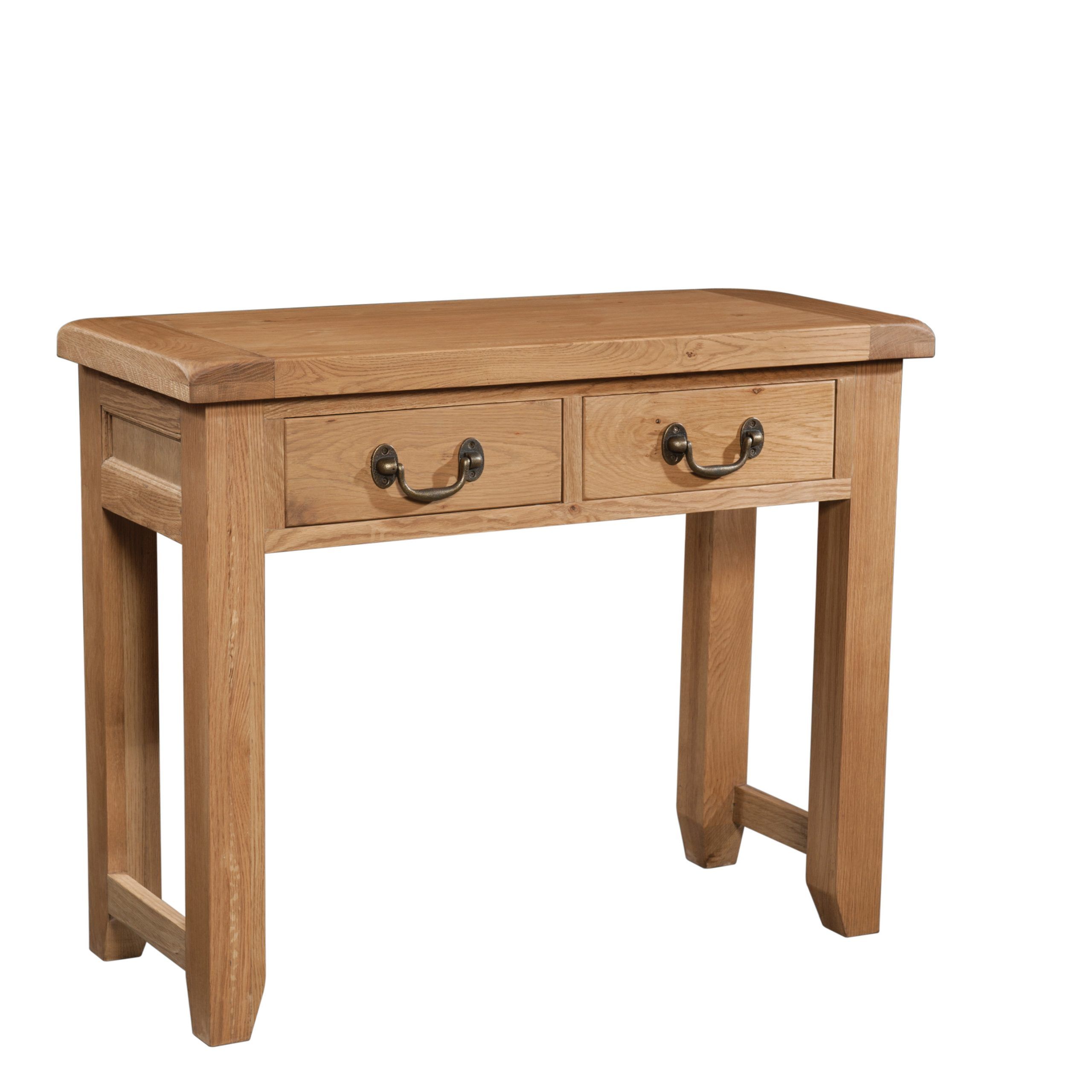 Wiltshire Rustic Oak 2 Drawer Console Table In Rustic Oak And Black Console Tables (View 5 of 20)