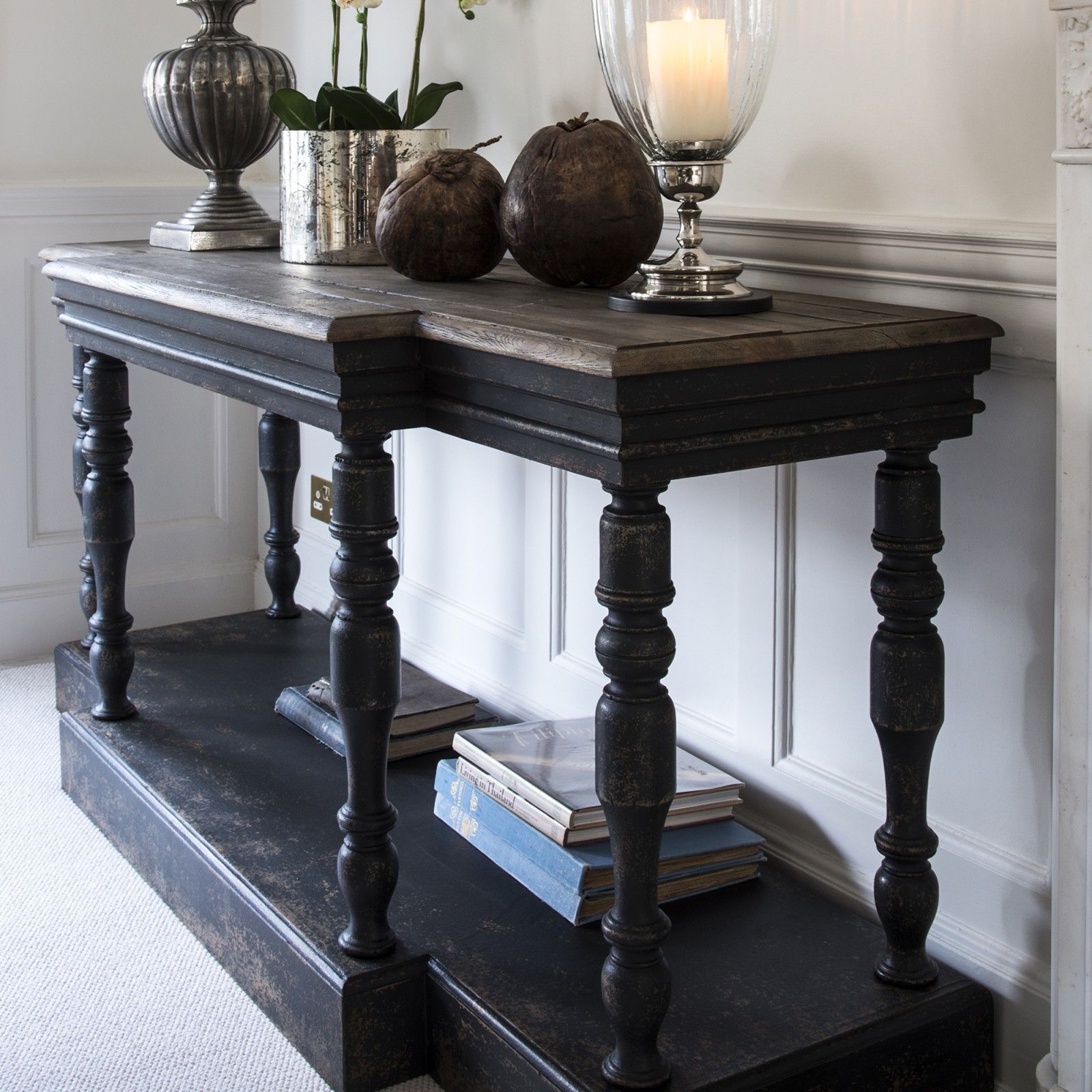 Windsor Console Table Bleached Oak Top And Black Base Within Rustic Oak And Black Console Tables (View 2 of 20)